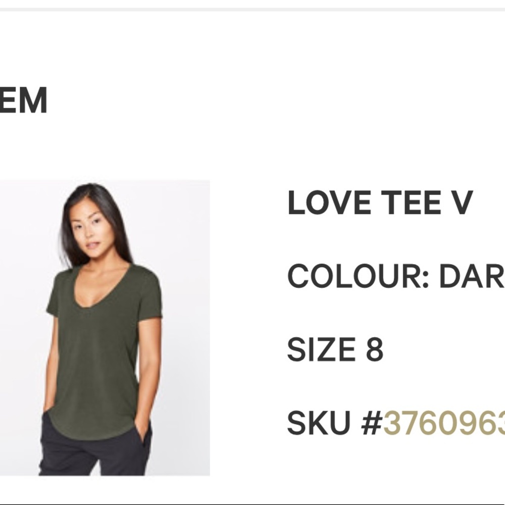 lululemon dark green Love Tee